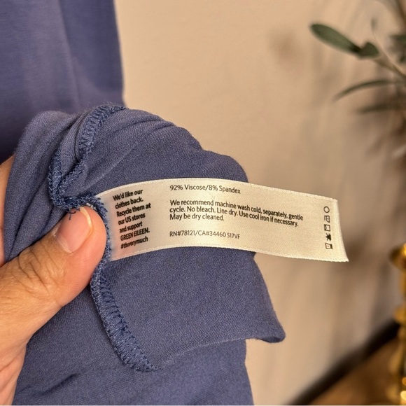 Eileen Fisher Size Large Blue Bateau Neck Knee Length Swing Dress Soft Stretch - Picture 4 of 5